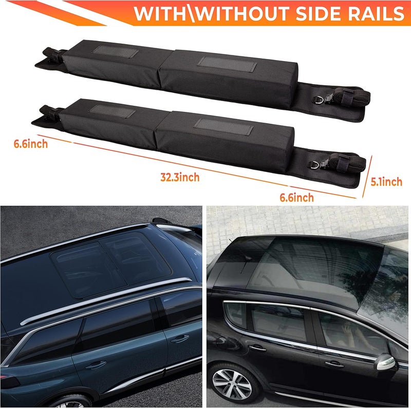 ZONETECH Soft Roof Rack Pads Heavy Duty, Use with or Without Cross Bar, Non-Slip, Use for Kayak, Surfboard, Canoe, and More (1 Set) - Image 2